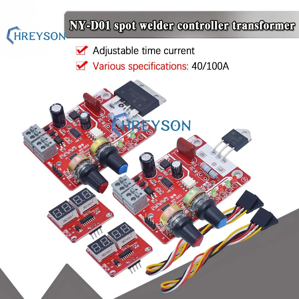 40A 100A Digital Spot Welder Machine Time Control Board Saldatura A Punti Regolare Il Tempo E Il Modulo Del Pannello Del Controller Del Trasformatore 