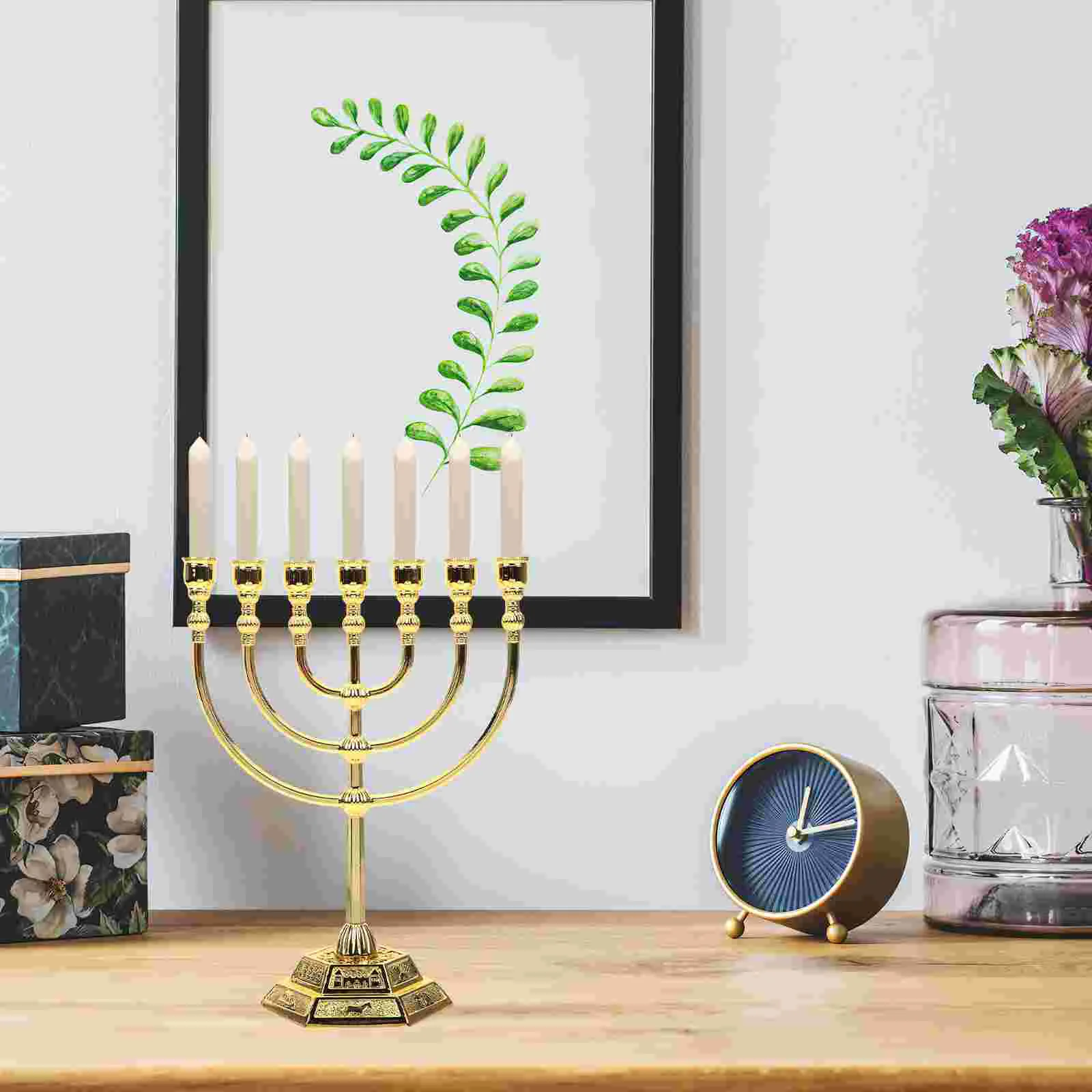 Candlestick Holder Holder Candlestick Menorah Stand Holders Jewish Decor Bed Above Wall Bedroom Candelabra Chanukah Branches Taper Vintage Retro