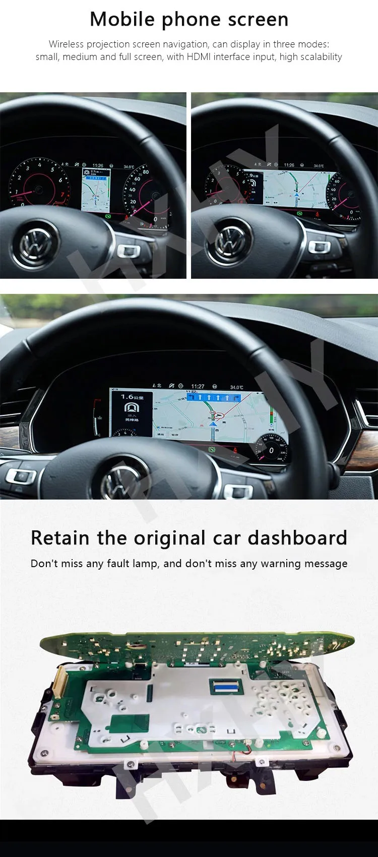 Car LCD Digital Cluster Virtual Cockpit SpeedMeter Dash For Volkswagen VW Jetta