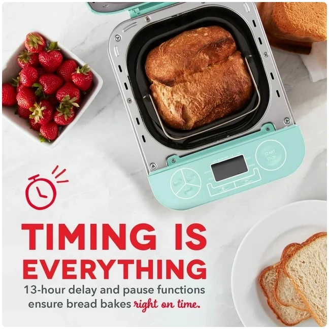 Everyday Stainless Steel Bread Maker up to 1.5lb Loaf, Programmable, 12 Settings + Gluten Free & Automatic Filling Dispenser 4