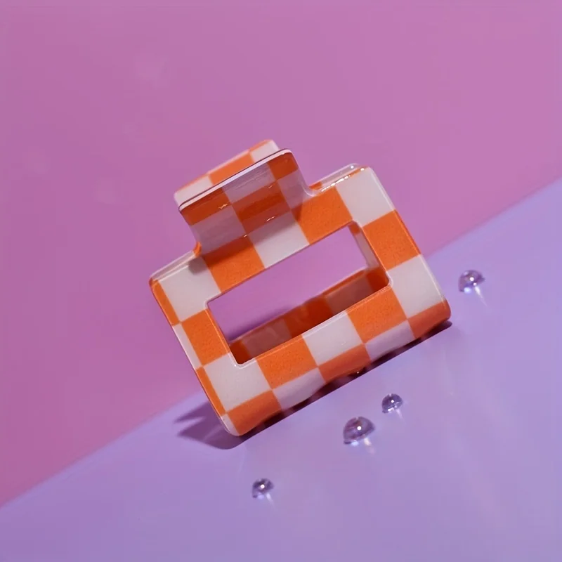 Women's Plaid Checkerboard PVC Hair Clip Set
