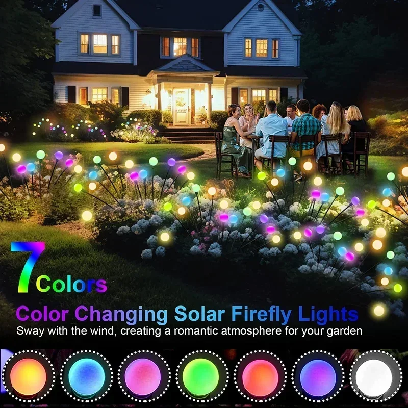 1/4/8/12Pack Outdoor LED Solar Lights Waterproof Starburst Firefly Lights Lawn Garden Lamp Path Landscape Decorative