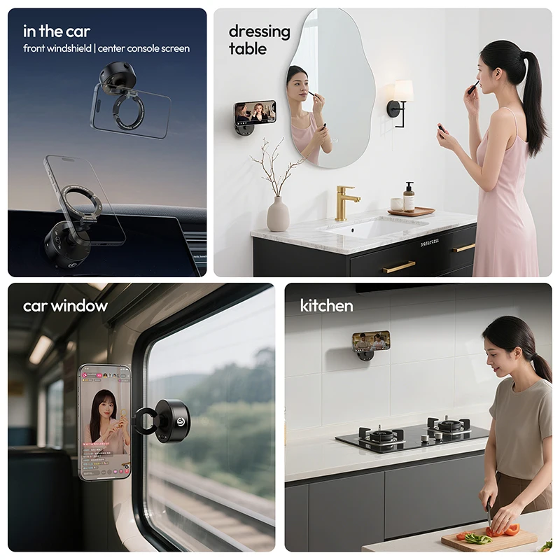 Ulanzi SK-22 Clip-On Electric Suction Cup MagMount 360° Rotation for Car Window Kitchen Dressing Table Smartphone Photography