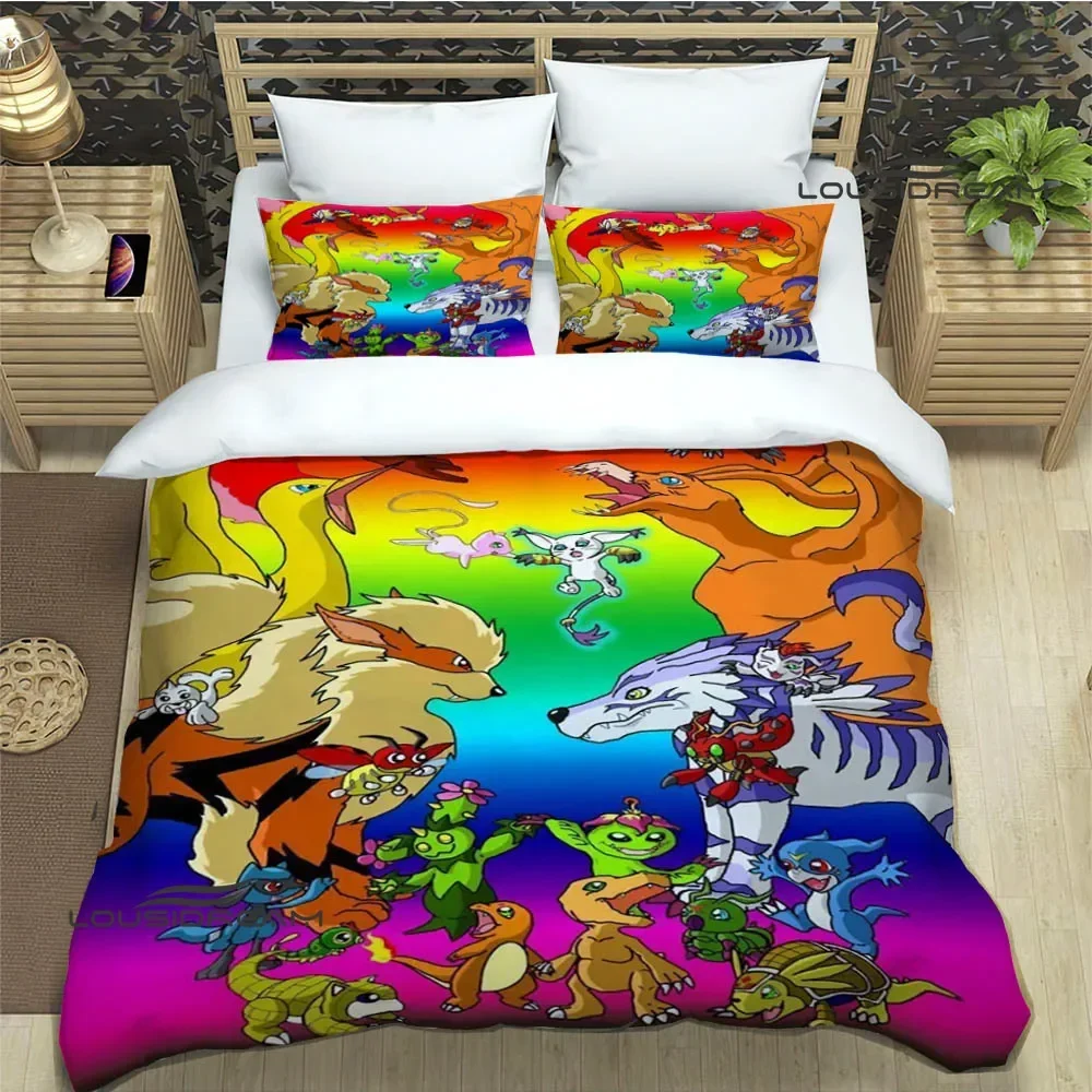 Digimon cartoon printed Bedding Sets exquisite supplies set duvet cover bed comforter set bedding set luxury birthday gift 3