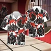 3D Print Japanese Warrior Shirts For Men Samurai Graphic Beach Shirt Fashion Mens Short Sleeve Button Down Blouses Tops 3