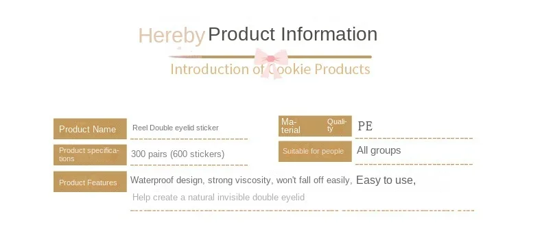 Description Picture 3 of item600 pcs Eyelid Tape Sticker Invisible Double Fold Eyelid Lace Eyelash Tape Self-adhesive Eyelashes Tools Lashes Patch  Makeup