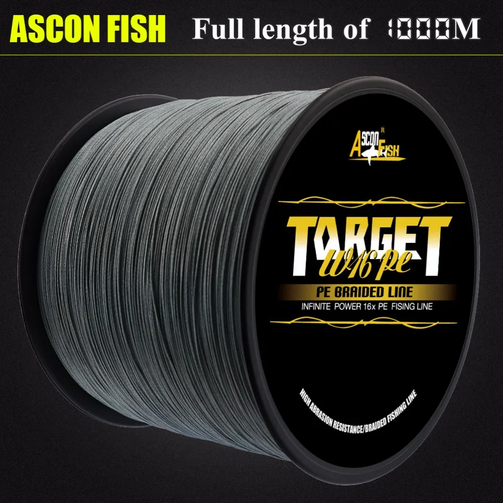 Ascon Fish 16 Strands Braided Fishing Line 1000m Real 16 Braids Full Length  Multifilament Fishing Line Pe Thread 20-400lb - Fishing Lines - AliExpress