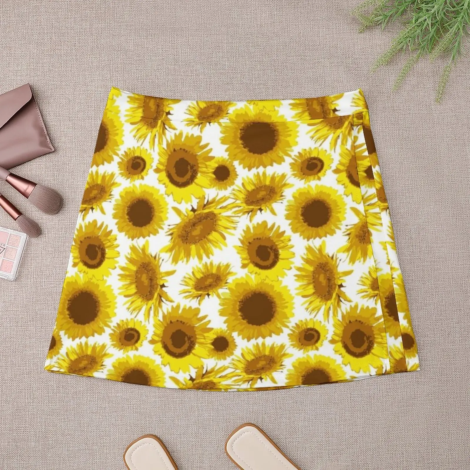 Sunny Sunflowers on White Background Mini Skirt new in external clothes rave outfits for women cute skirt mini skirt