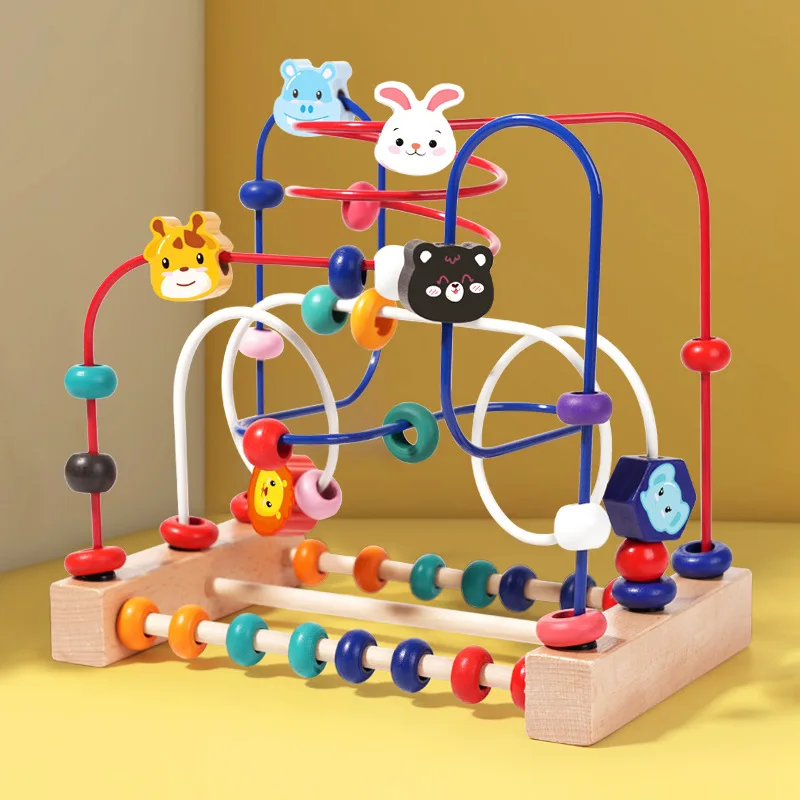 

Montessori Baby Toys Wooden Roller Coaster Bead Maze Toddler Early Learning Educational Puzzle Math Toy for Children 1 2 3 Years