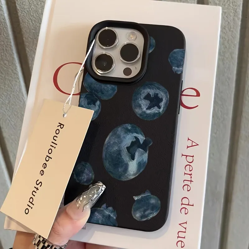 Minimalist Blueberry Pattern Silicone Bumper Phone Case