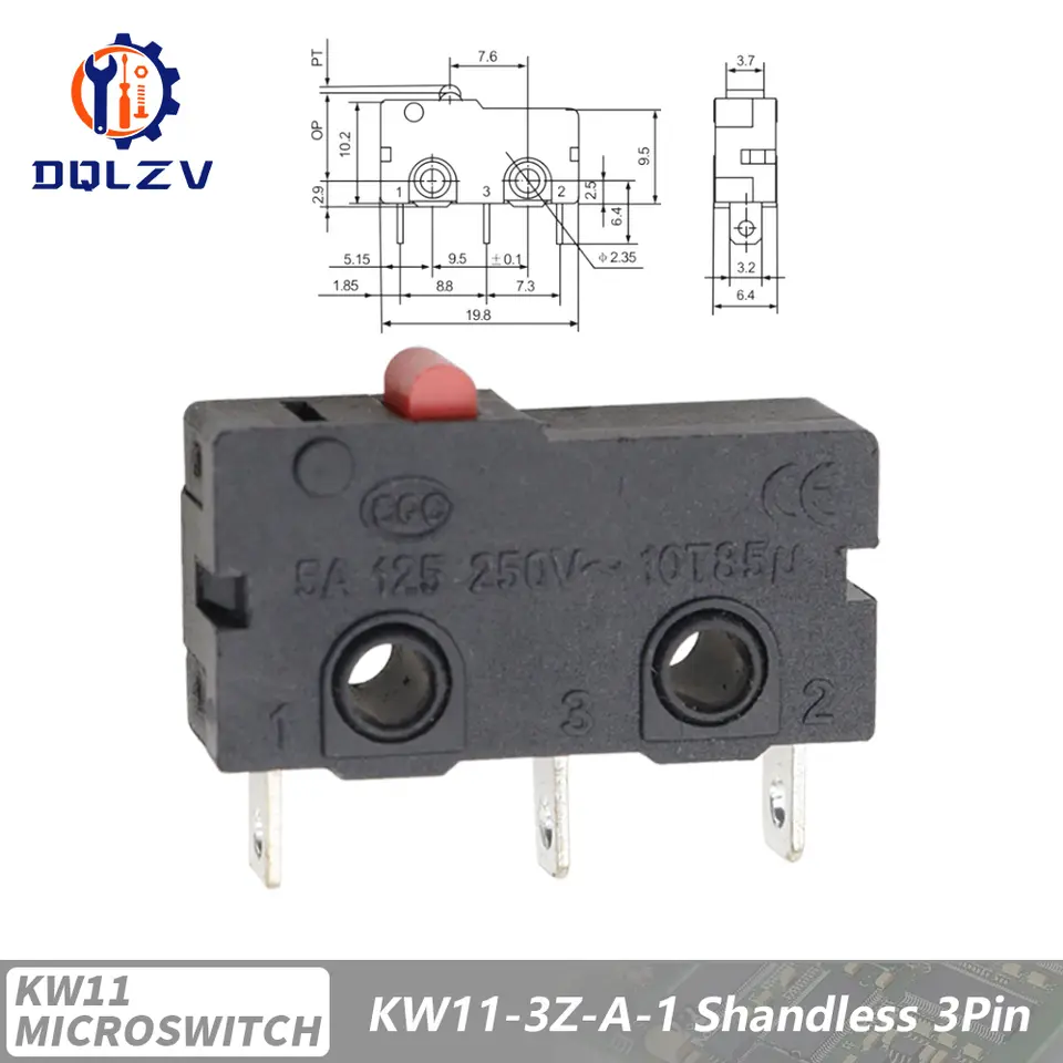 5A 125V250V KW12 Travel Limit Switch KW11-3Z-2 With Handle 16mm Contact Button Micro switch KW12-N 2Pin/3Pin KW12-A NO/NC image 9