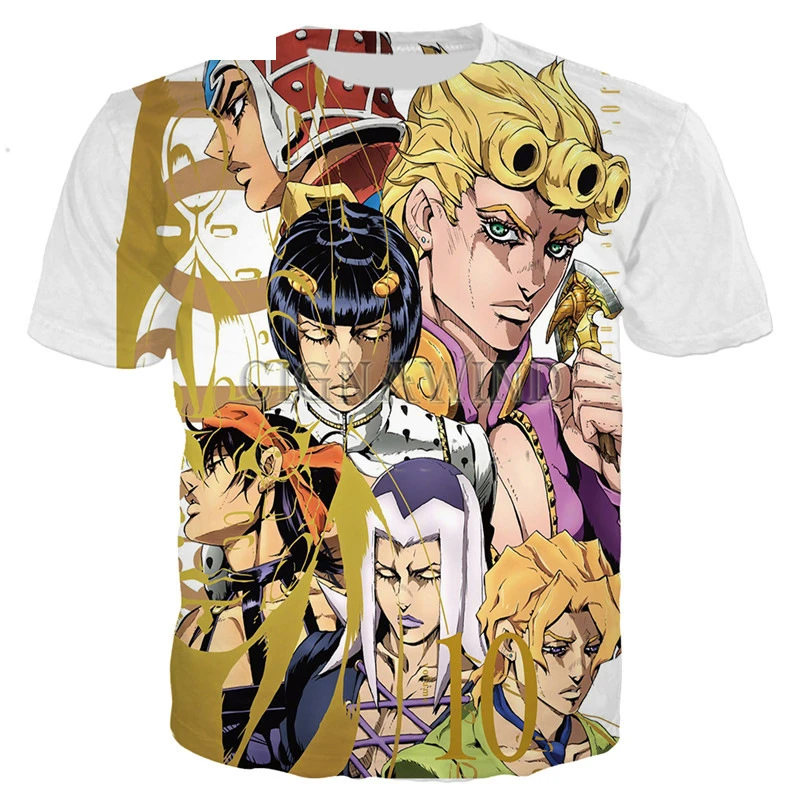 Anime JoJo's Bizarre Adventure 3d T Shirt Women Men Kawaii Harajuku Unisex Summer Short Sleeve Boys Girls Oversized T-shirts black t shirt