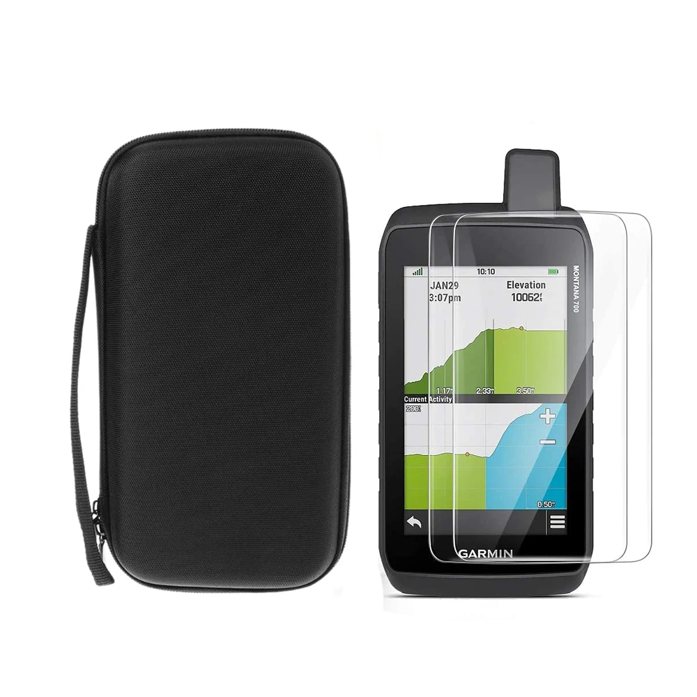 

Portable Carrying Protect Pouch + 2pcs 9H Tempered Glass Screen Protector for Garmin Montana 700 700i 750i 750 GPS Accessories