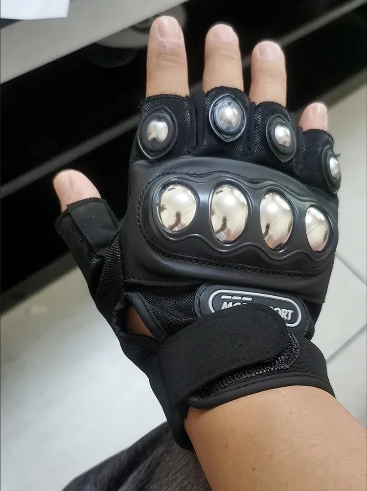 Tactical Motorcycle Gloves Steel Brass Knuckle Half Finger
