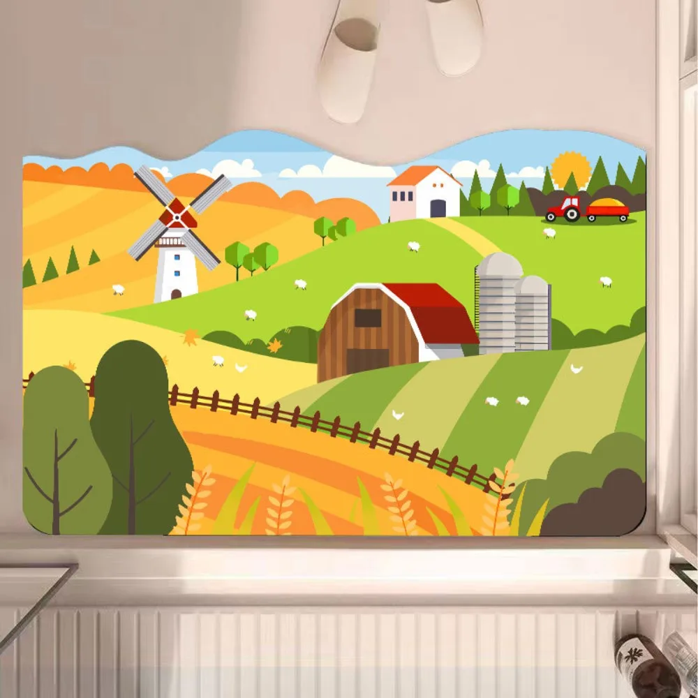 Creative Cartoon Dirt-Resistant Foot Pad Water-Absorbing Non-Slip Floor Carpet Quick-Dry Diatom Material Floor Rugs Kitchen