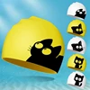 Cartoon Cat Print Children's Waterproof Silicone Swimming Cap Kid's Boys Girls Universal Ear Protection Swimming Hat Swim Cap 1