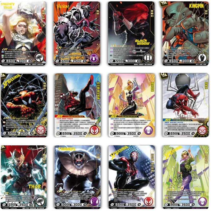 

KAYOU Marvel CR UR Cards Thunder Force Black Widow Venom The Avengers Hero Battle MR Flash Gold Card Game Collectile Card Toys