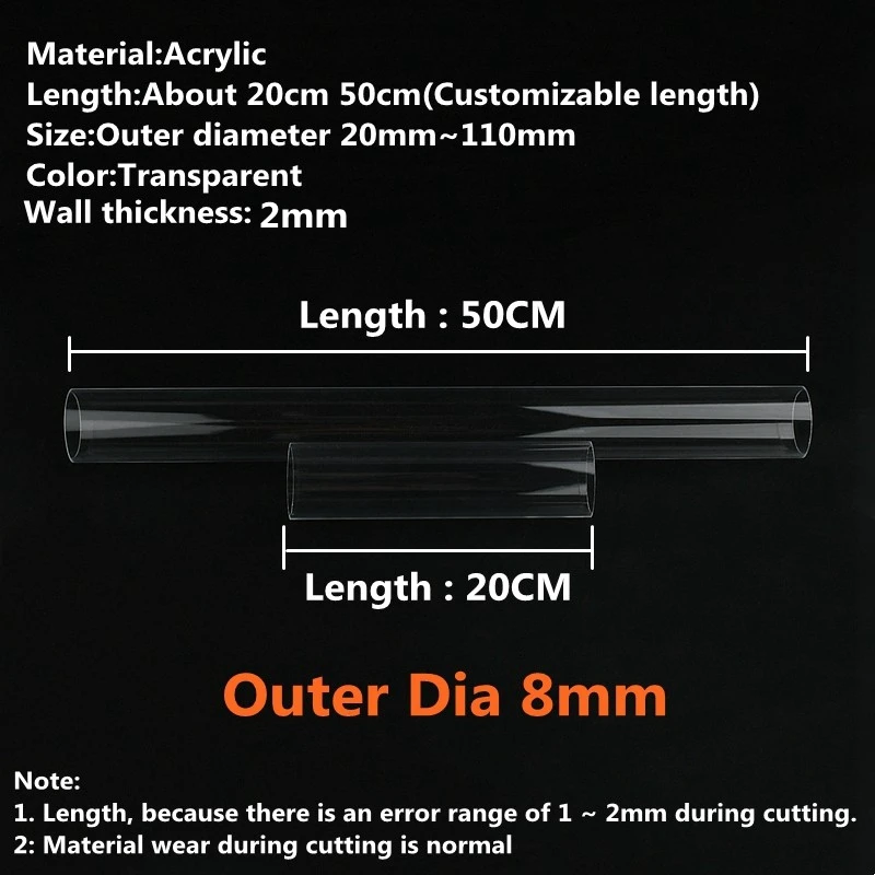 High Transparent Acrylic Tube for Aquarium or Garden Irrigation