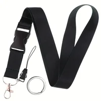 Mobile Phone Lanyard Fashion Black Neck Strap Keychain Lanyard ID Card Holder Keys Keychain Cell Phone Strap Keyring Accessories