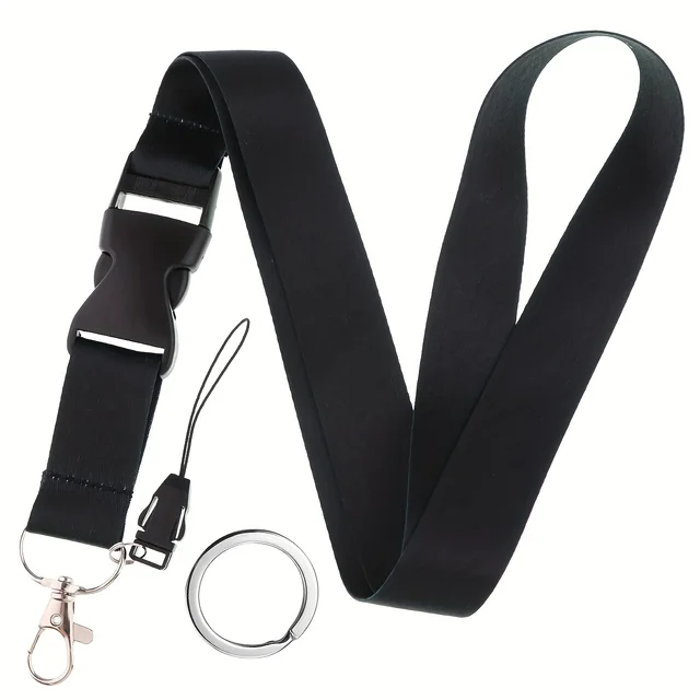 Mobile Phone Lanyard Fashion Black Neck Strap Keychain Lanyard ID Card Holder Keys Keychain Cell Phone Strap Keyring Accessories