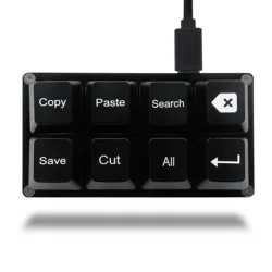 Compact Programmable Mechanical Keypad with Customizable Shortcut Keys - Red Switch (Black)
