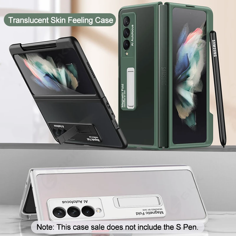 

Полупрозрачный чехол GKK для Samsung Galaxy Z Fold 3 5G, Ультратонкий матовый чехол с держателем для Galaxy Z Fold3 5G