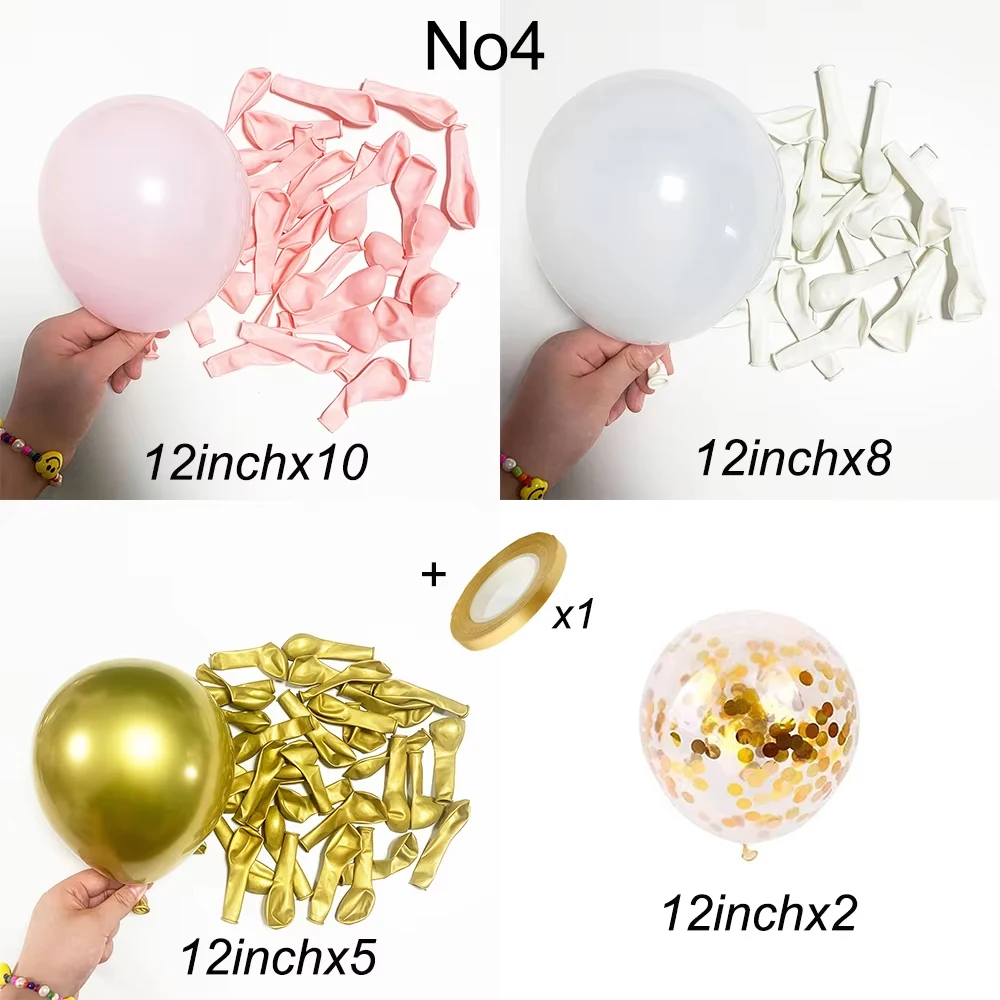 Pastel Pink White Latex Balloons Set Metallic Pink Confetti Balloon Wedding Bridal Shower Baby Shower Girls Birthday Decorations