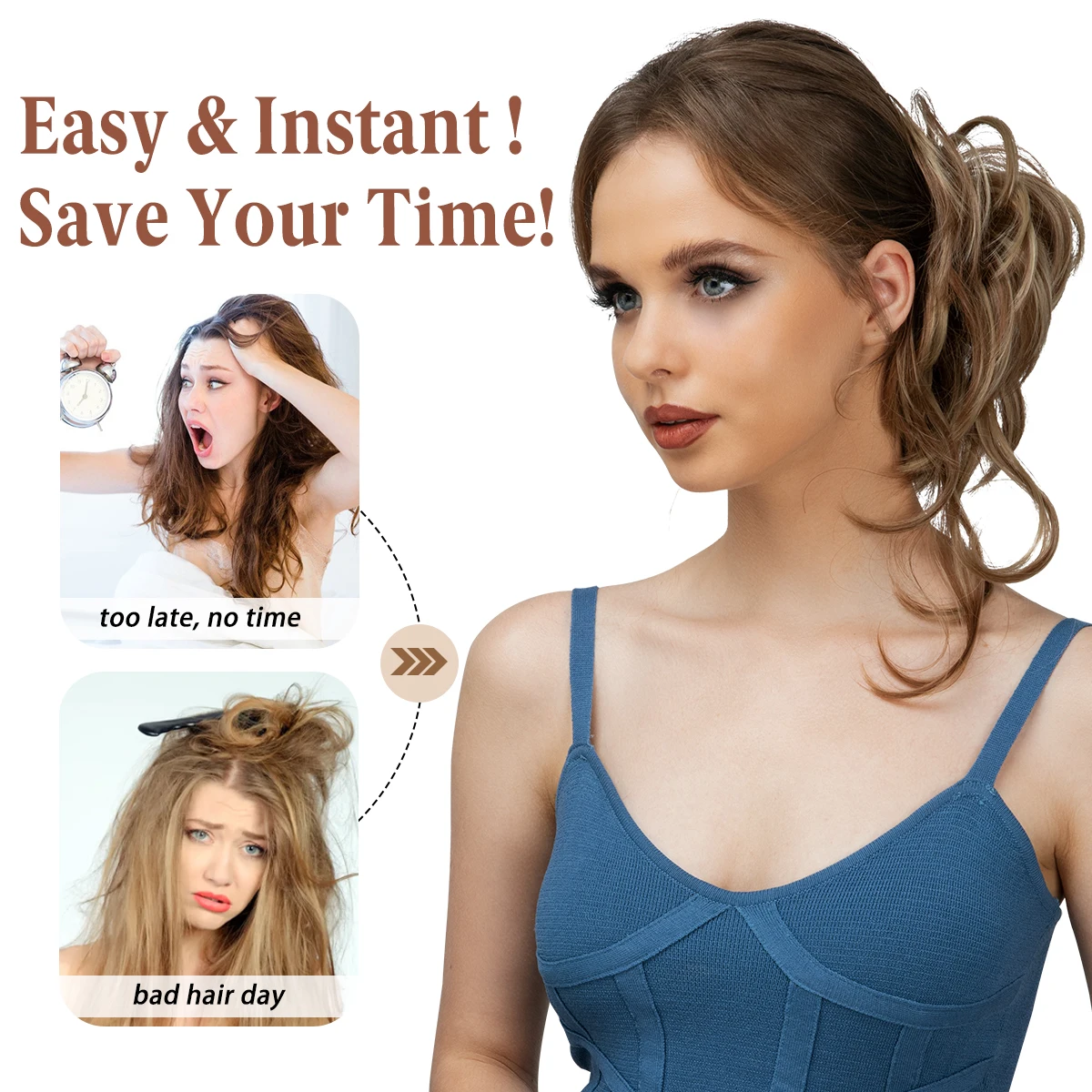 Synthetic Messy Bun Elastic Hairpieces Curly Scrunchie Black Blonde Brown Chignon Band Updo Donut Natural Fake Hair For Women