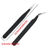 2Pcs Stainless Steel Precision Tweezers Point Drilling and Hair Removal Clamp Durable Nail Tool Straight, Curved Black Wholesale 2