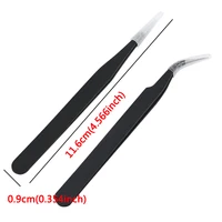 2Pcs Stainless Steel Precision Tweezers Point Drilling and Hair Removal Clamp Durable Nail Tool Straight, Curved Black Wholesale 2