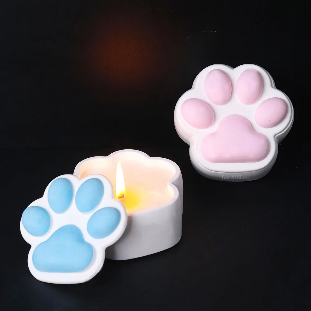 Silicone mold Cat Claw Storage Box Silicone Mold DIY Lid Candle Jar Crafts Making Plaster Concrete Resin Ashtray Casting Molds Home Decor