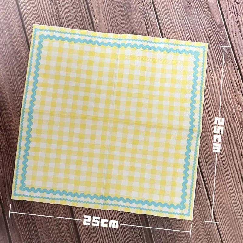 Paper Napkins 20pcs/Pac 25*25cm 3-Ply Plaid Printed Cocktail Party Decoration Placemats
