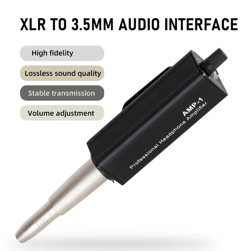 Mini Portable AMP-1 Professional Headphone Amplifier Converter XLR To 3.5MM Audio Interface HIFI Headphone Amplifier Clip Mount