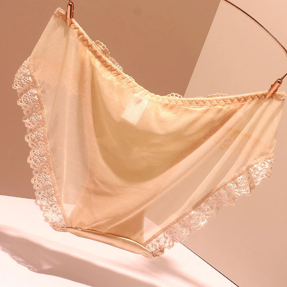 Description Picture 3 of itemWomen's Panties Smooth Seamless Satin Lingerie Sexy Underwear Woman Lace Side Underpants Breathable Thongs Comfortable Bikini