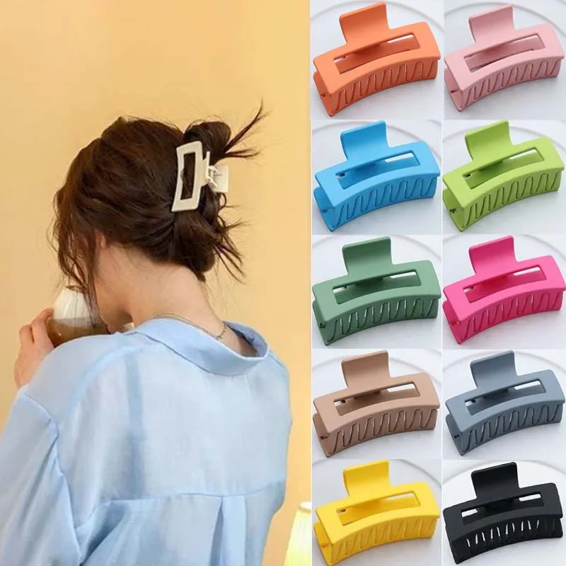 New Simple Korean Women Plastic Hair Claw Hair Clip Head Wear Fashion Large Size Hair Clip Crab Tube Hair Ornaments Jewelry 100pcs chain necklace packaging back sticker bag self adhesive plastic pouches 4 2 3 7cm diy handmade jewelry packing wholesale