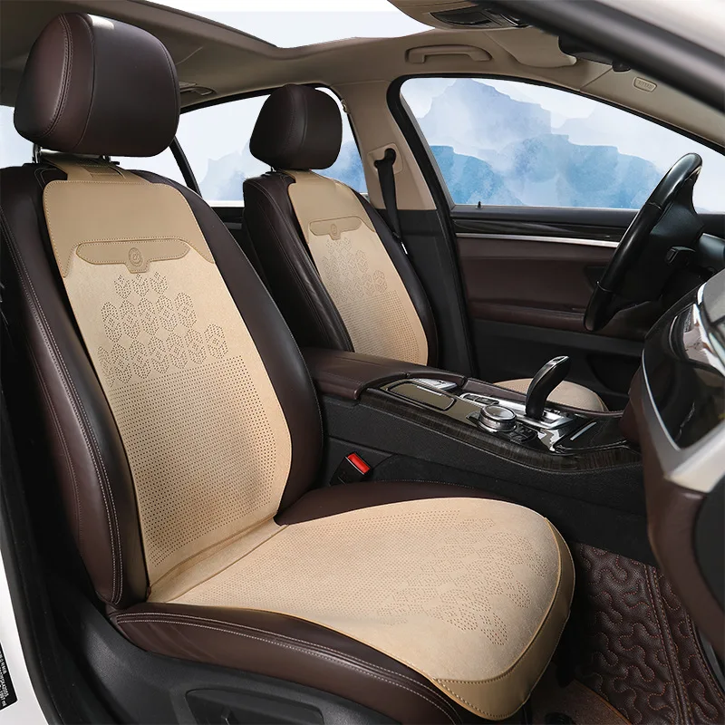 

Car Seat Cover Protector Summer Front Automobile Breathable Suede Leather Cushion Pad Mat Backrest Auto Interior Universal