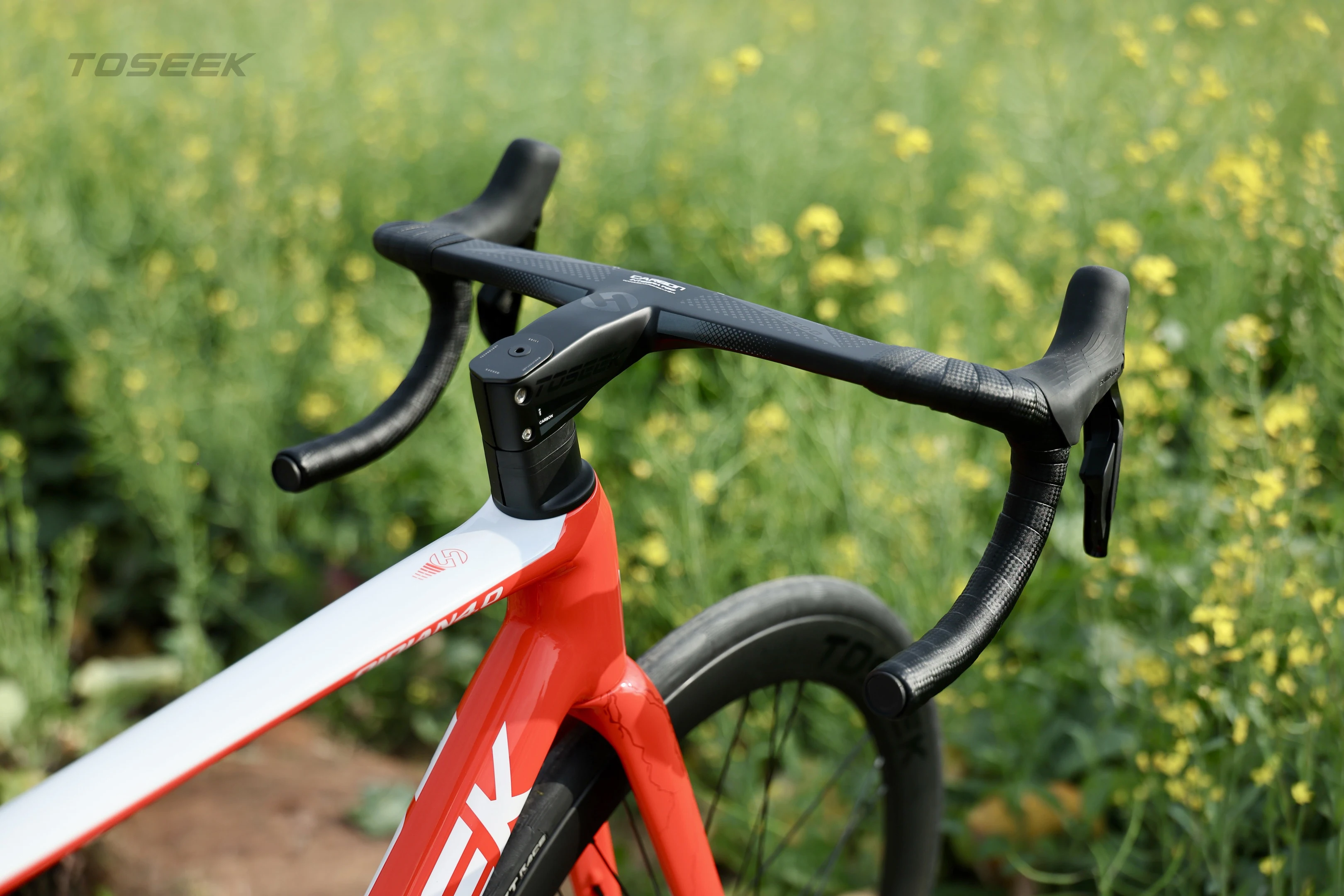 TOSEEK Carbon-Lenker Rennrad-Carbonlenker T700 Integrierter Carbonlenker Di2 Fahrradzubehör Carbon-Dropbar – Detail 38