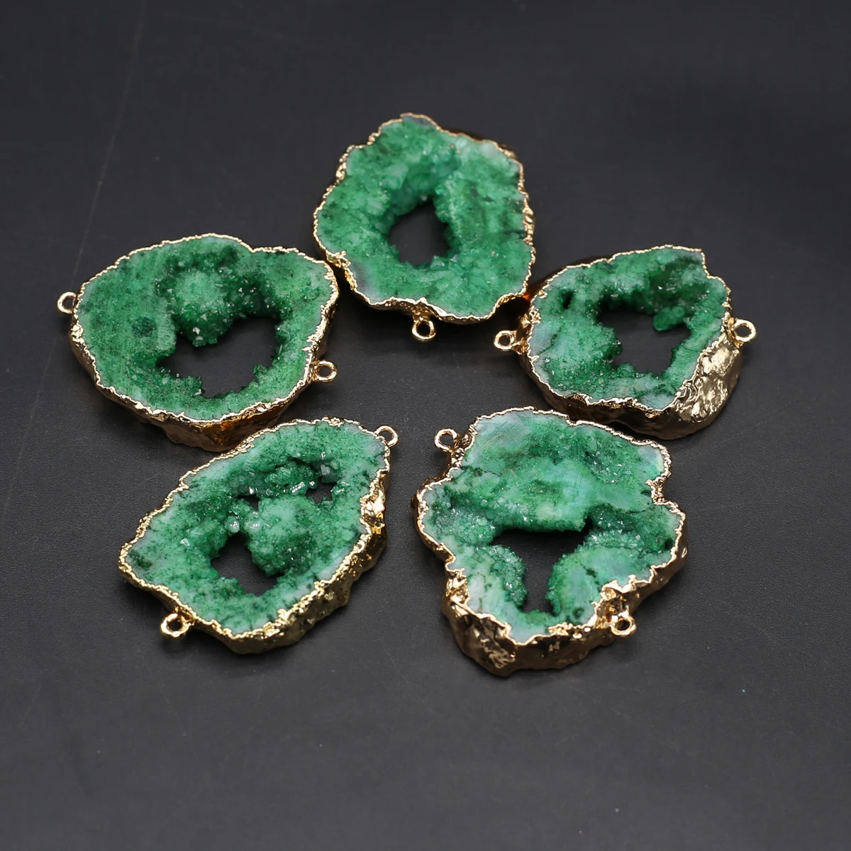 5pcs/lot Natural Druzys Stone Connector Charms Irregural Agates Pendant Connectors  for Making DIY Jewerly Necklace Accessories