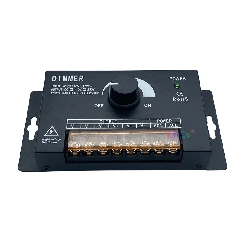 220v single color high voltage knob dimmer 2500w monochrome led strip controller dual control of manual rotation Dual control of manual rotation & RF 3K remote 220V Single color high voltage Knob dimmer 2500W monochrome led strip controller