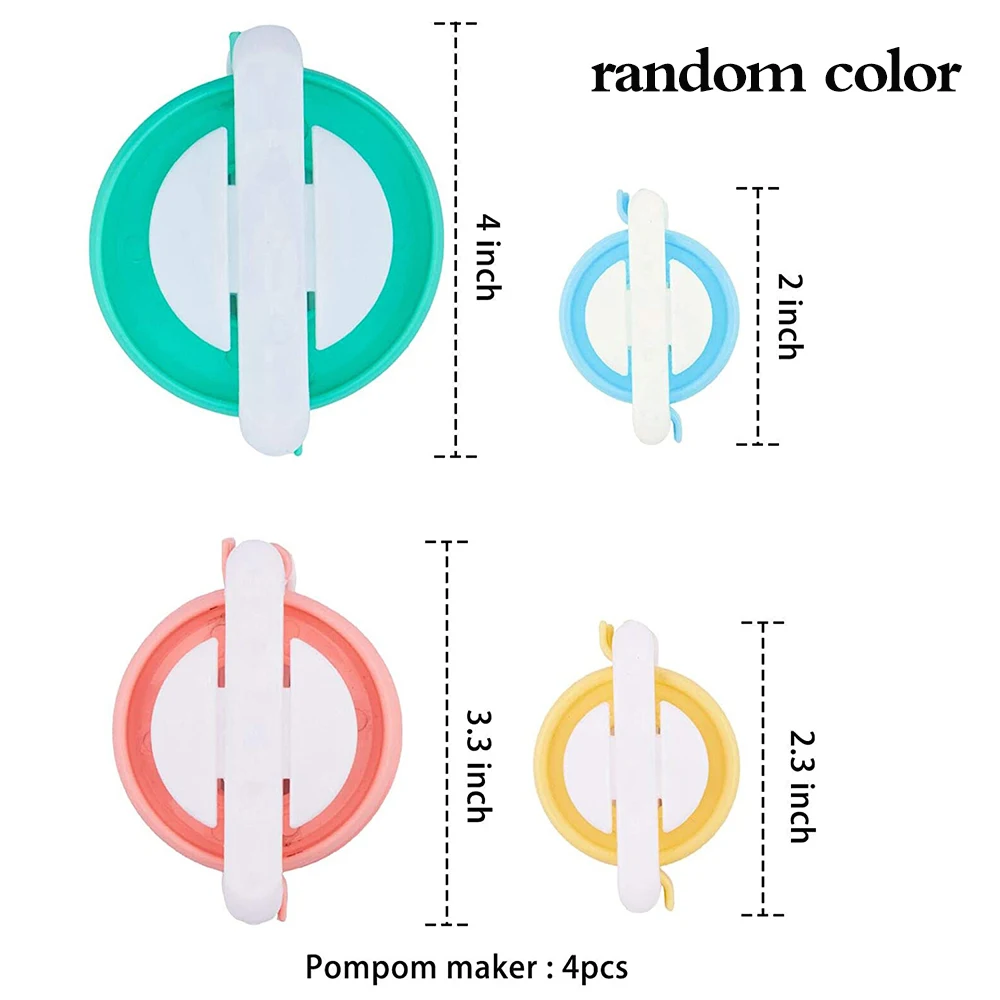 4 Sizes Portable Pompom Maker Essential Pom-pom Maker Fluff Ball Weaver Needle Craft Home DIY Knitting Wool Tools