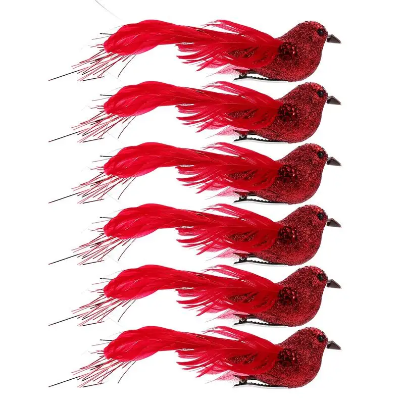 6pcs Simulation Bird Christmas Tree Decoration Bird Clips Birds Miniatures Christmas Tree Hanging Ornament Simulation christmas decorations