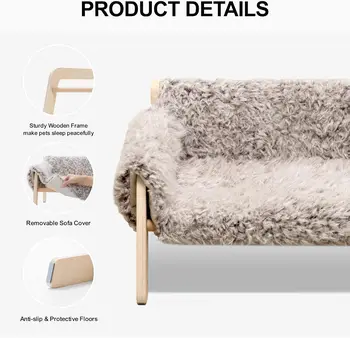 Mewoofun Large Cat Bed Brown-grey Kitten Bed Soft Cat Couch with Removable Cover Hold up 15kg 56x45cm for Indoor Cats 3