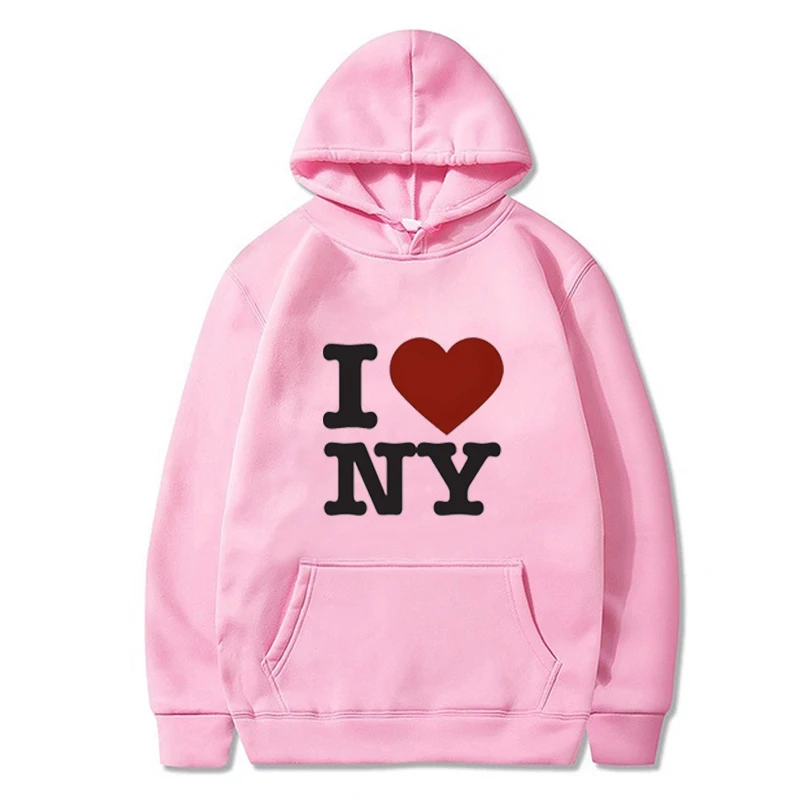 Red Heart I Love New York Hoodie Oversize Y2k Vintage Grunge