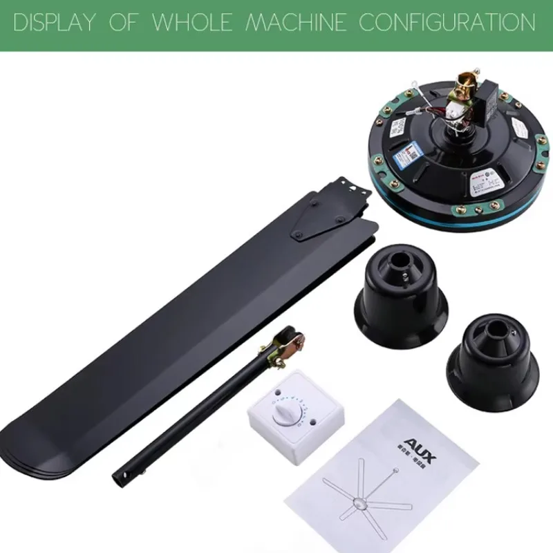 Industrial Large Ceiling Fan 56 Inch Black with Remote Control Fashion Ceiling Fan with Five Metal Blade 100W