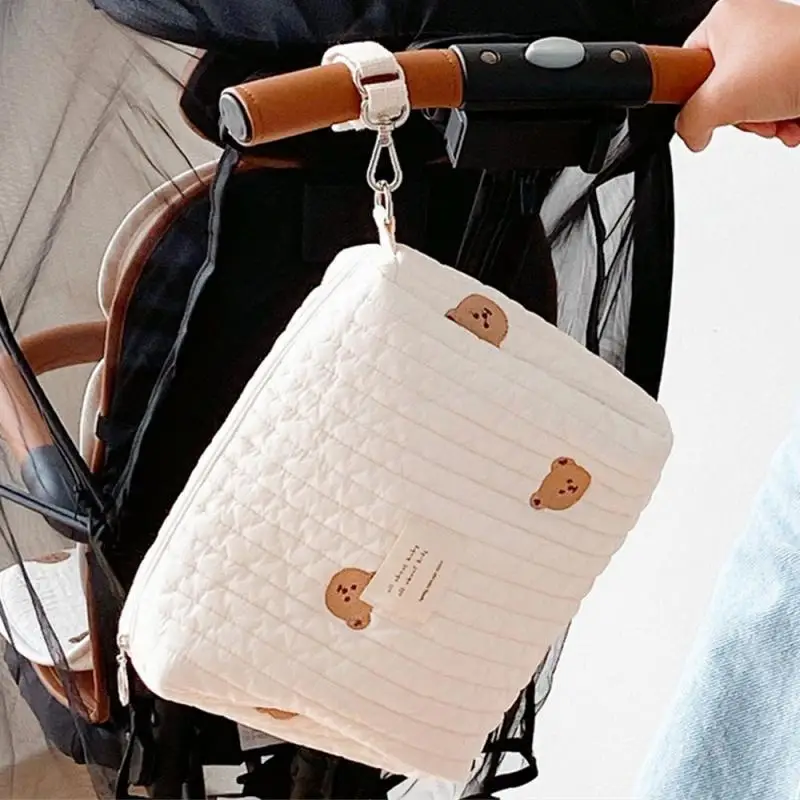

Pregnancy Trolley Breathable Soft Mummy Bag Household Embroidery High Capacity Storage Durable Baby Cotton Diaper Bag Portable