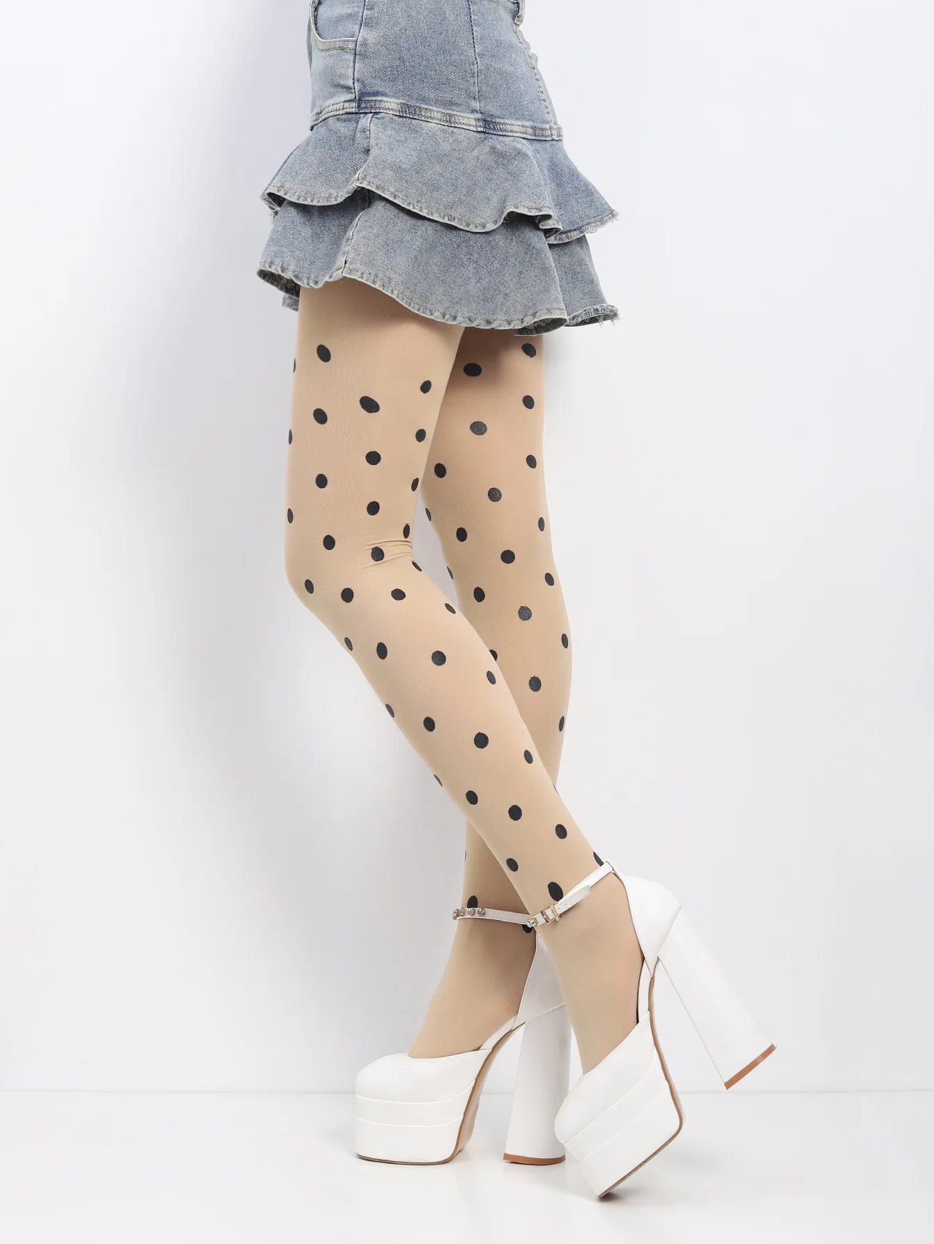 Vintage Dot gemusterte blickdichte Strümpfe Strumpfhosen seidige Fußstrumpfhosen für Frauen Strumpfhosen japanische JK Girl Dot seidige Strümpfe – Detail 8
