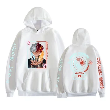 النمط الياباني My Hero Academia Anime Print للجنسين أزياء فضفاضة مقنعين شريط مزدوج البلوز