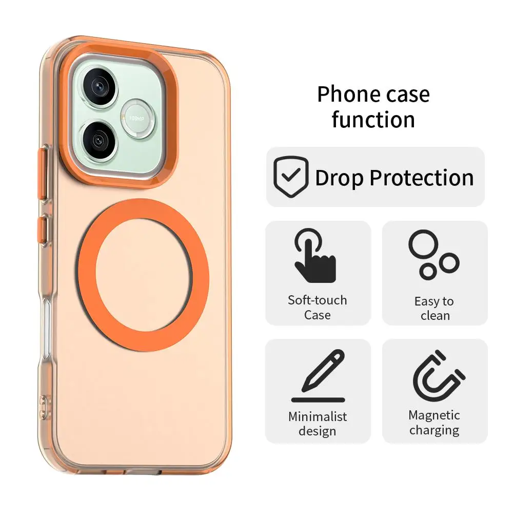 Candy Color Magnetic Shockproof Phone Case with Magsafe Wireless Charging Compatibility