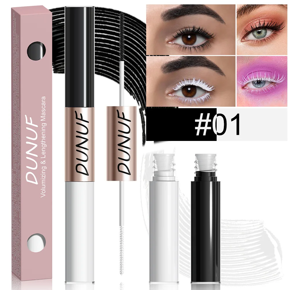 Slender Double-Head Colored Mascara, Curl Thick Lash, Extensão dos Cílios, Alongamento, Impermeável, Amarelo, Vermelho, Marrom, Escova Fina 8