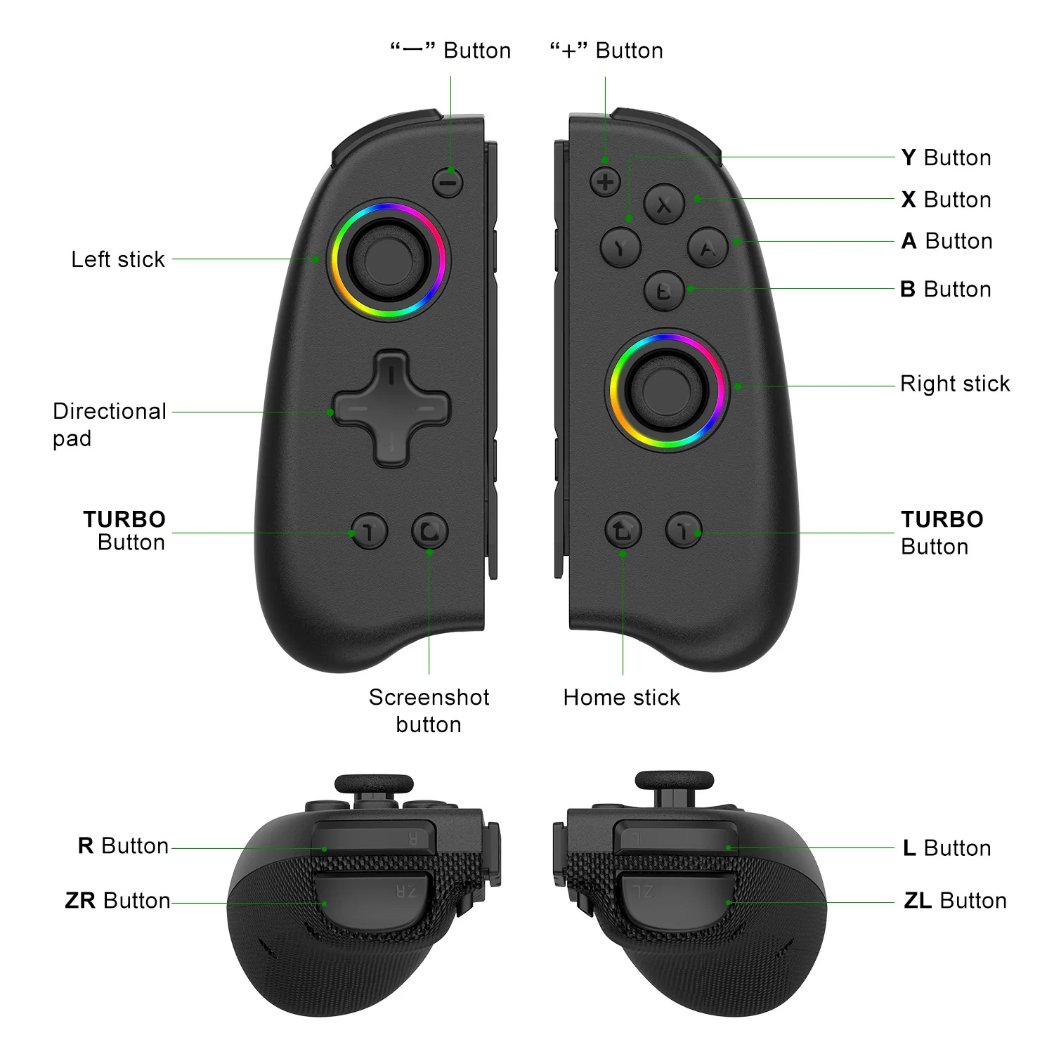 

YS31 YS14 YS58 For Switch OLED Wireless Gamepad NS Joy Bluetooth Controller With Colorful Lights Game Handle For Switch joypad